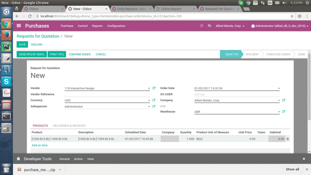 Create second request for quotation