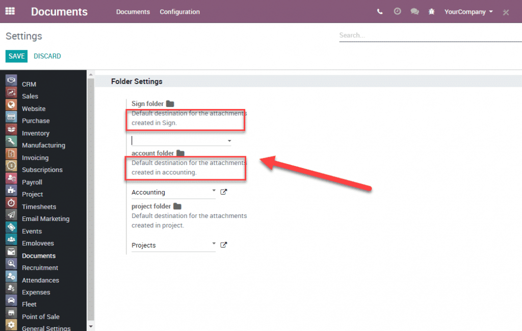 Odoo 12 014 - Document management default destination