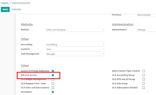 Odoo Bill.com integration