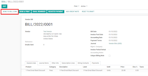 Odoo Bill.com Integration