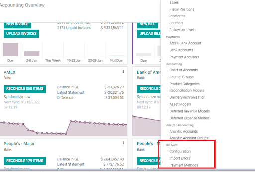 Odoo Bill.com integration