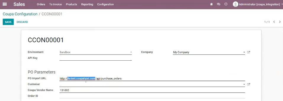 Odoo coupa integration