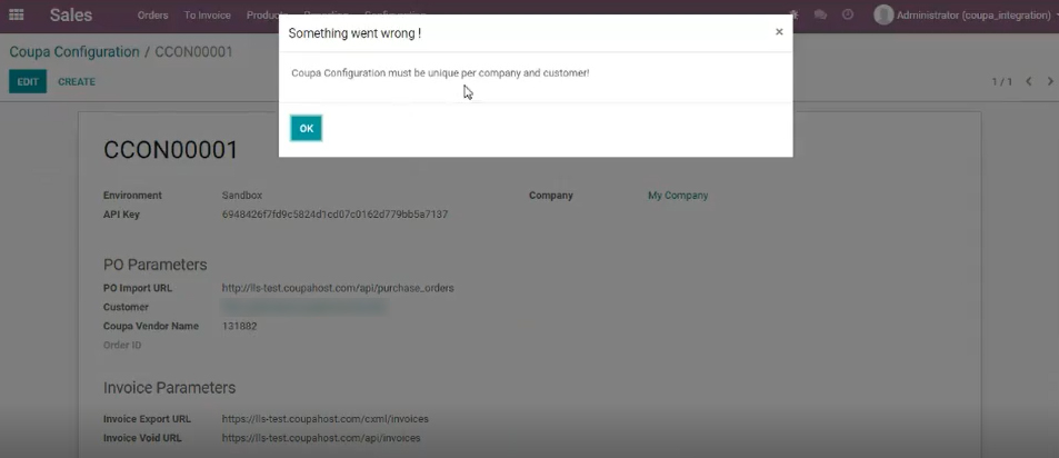 Odoo coupa integration
