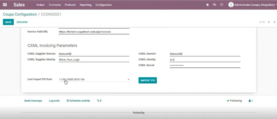 Odoo Coupa Integration