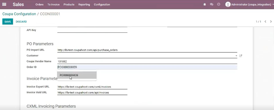 Odoo Coupa integration