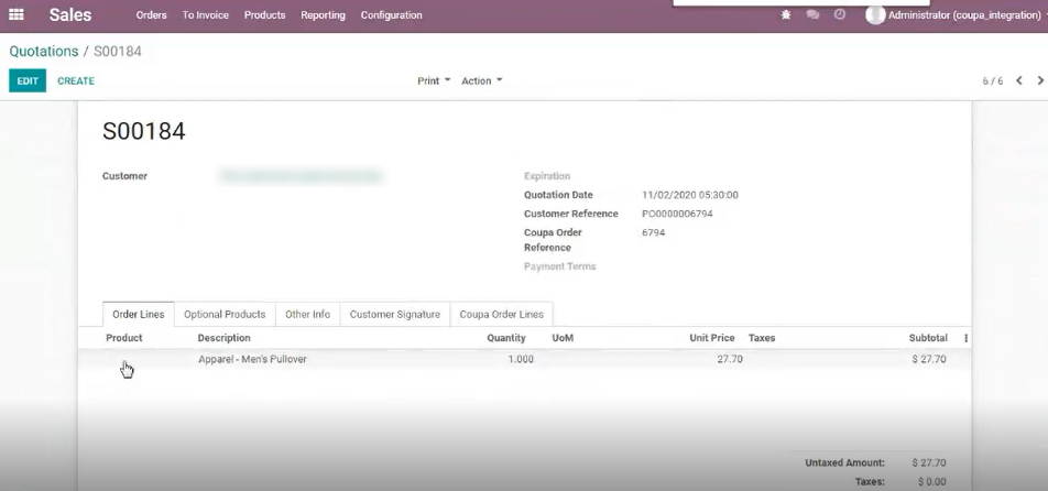 Odoo Coupa Integration