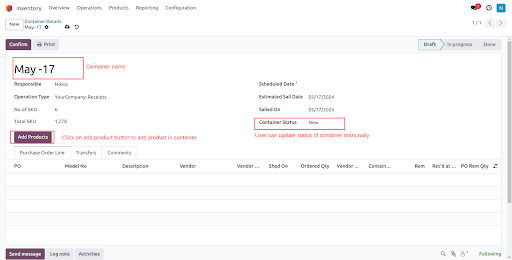 Odoo Container Shipment Module