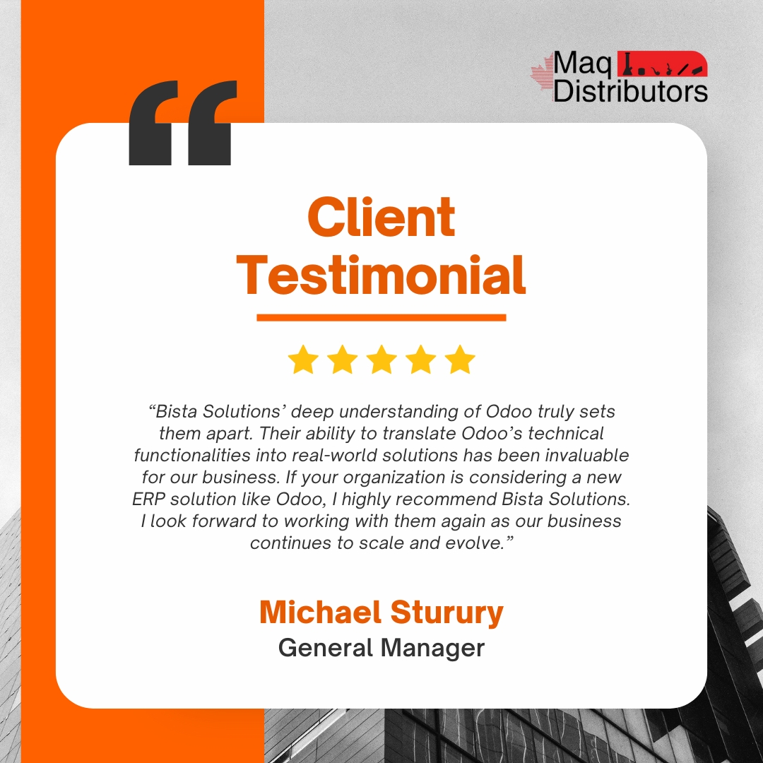 Odoo Client Testimonials Maq Distributors