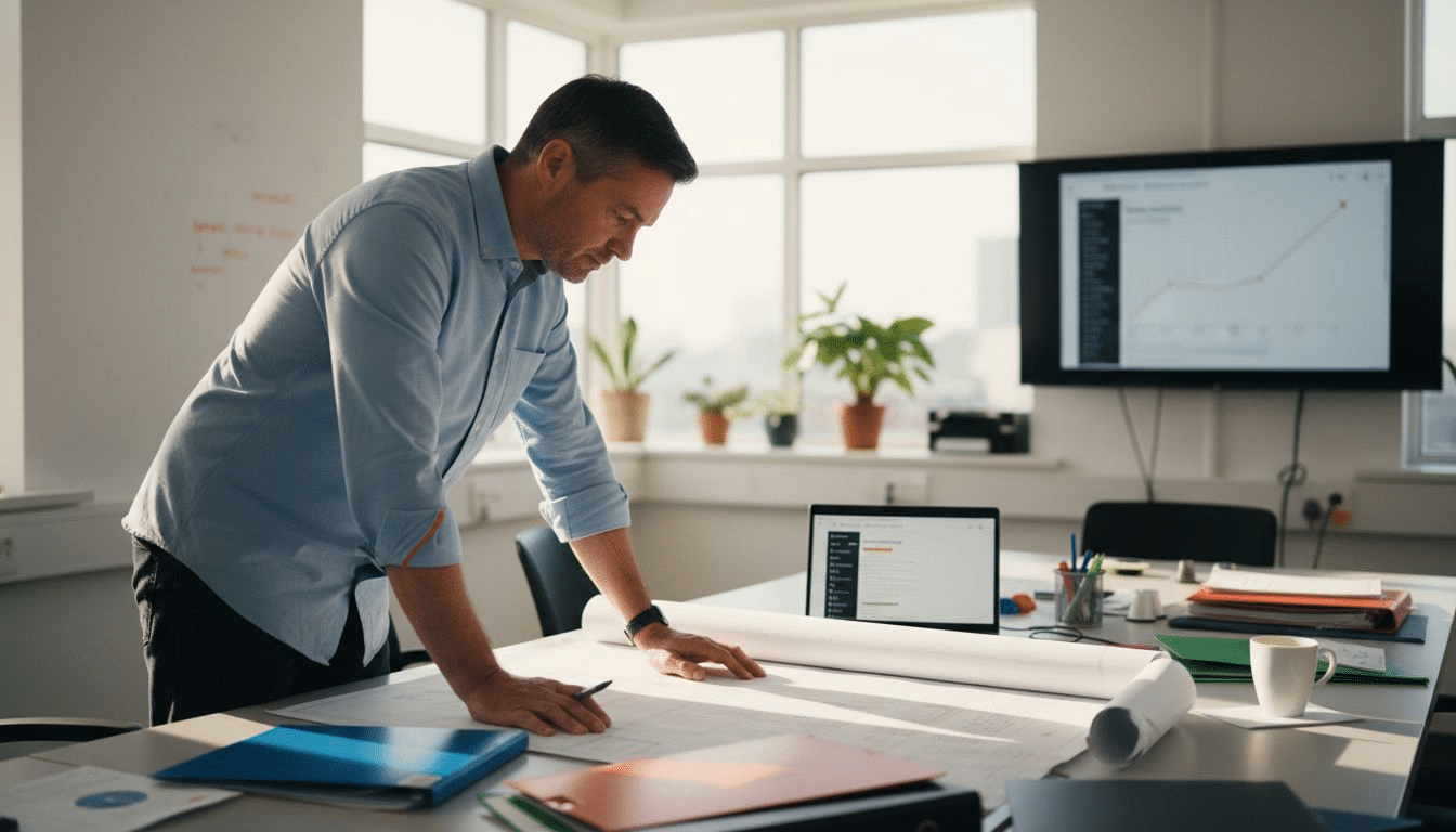 Operations manager reviewing Odoo ERP chart