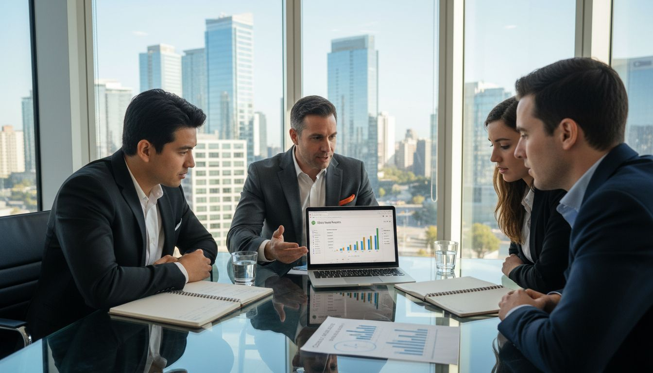 Team reviewing Shopify sales data in office